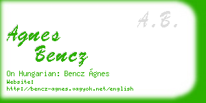 agnes bencz business card